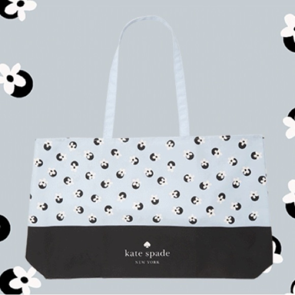 Kate‎ Spade Large Polka Dot Reusable Floral Shopping Tote Eco Friendly